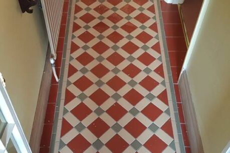 Red and Black Dot Hallway Tiles